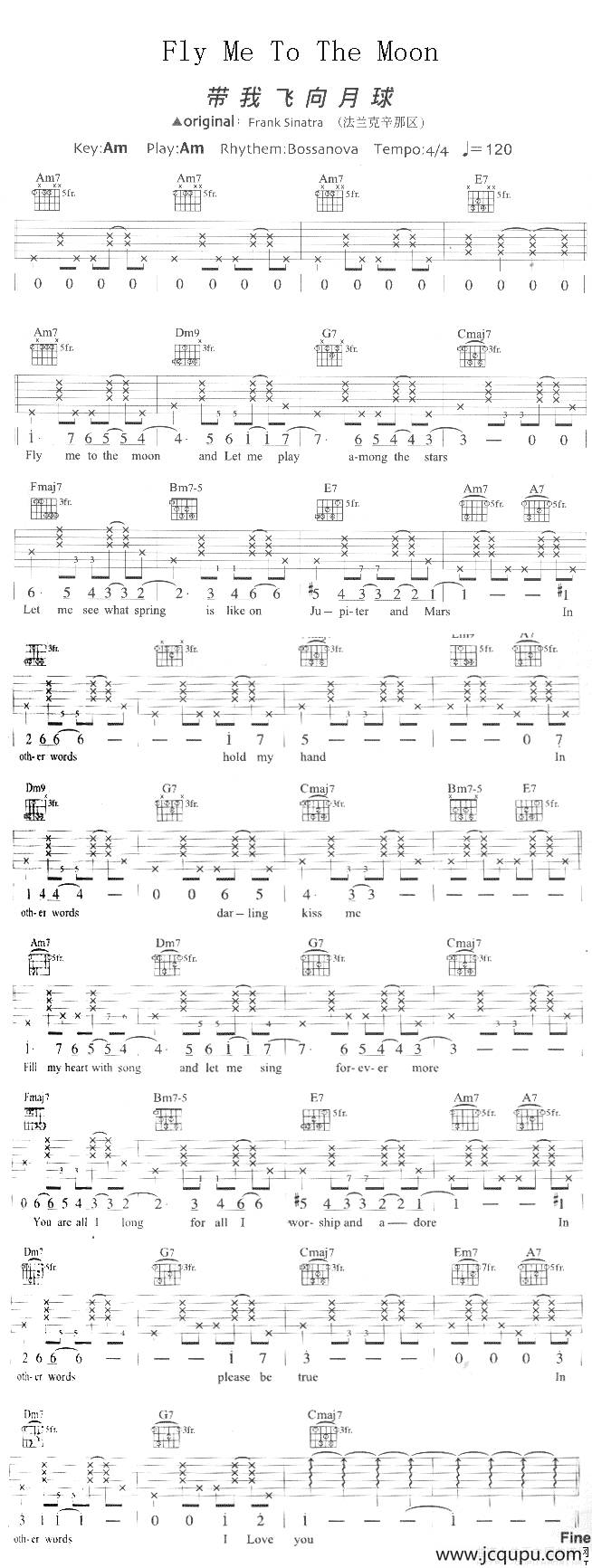 Fly Me To The Moon（带我向月球飞）简谱