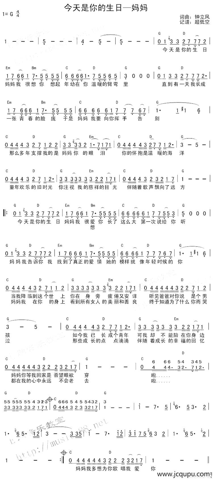 今天是你的生日—妈妈简谱