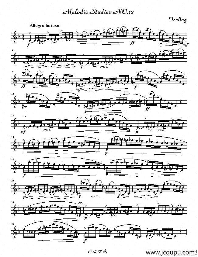 四十八首旋律练习曲之十二简谱