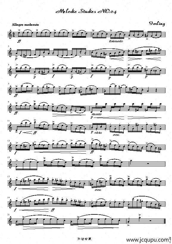四十八首旋律练习曲之四简谱