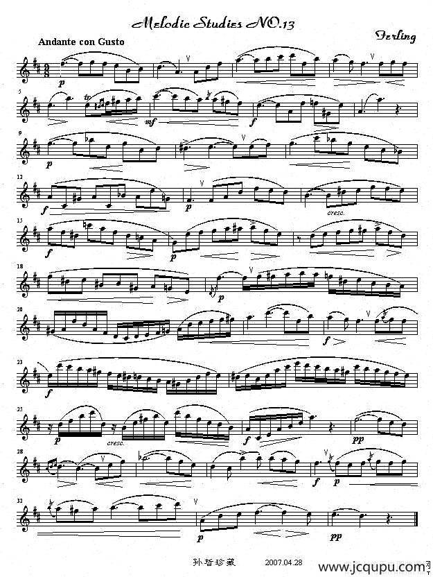 四十八首旋律练习曲之十三简谱