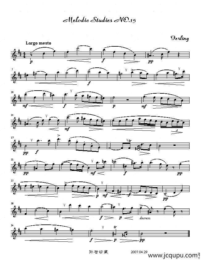 四十八首旋律练习曲之十五简谱