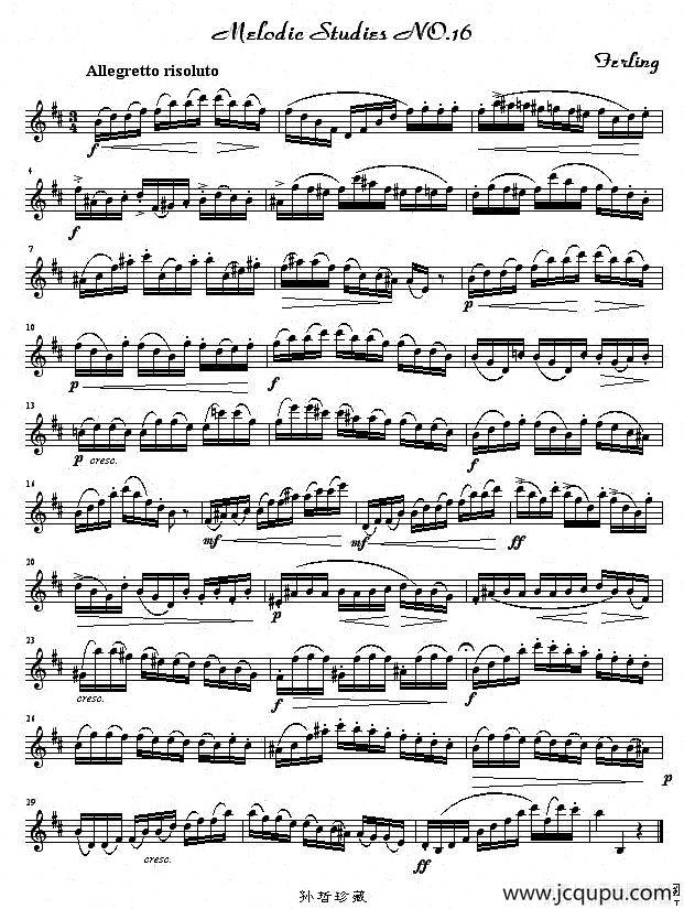 四十八首旋律练习曲之十六简谱