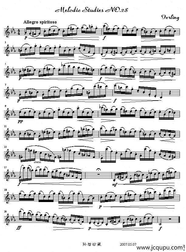 四十八首旋律练习曲之二十八简谱