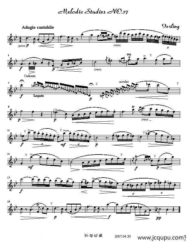 四十八首旋律练习曲之十七简谱