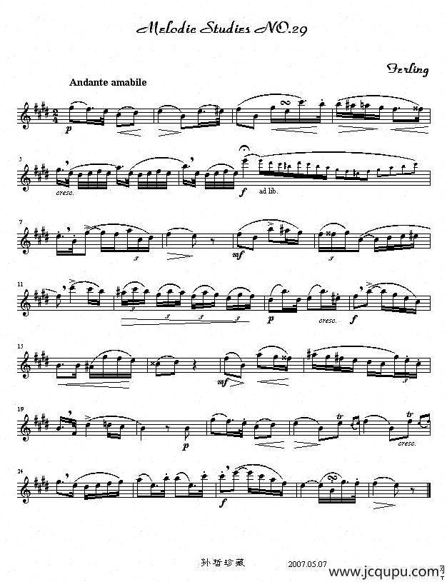 四十八首旋律练习曲之二十九简谱