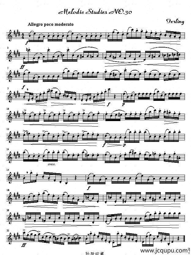 四十八首旋律练习曲之三十简谱