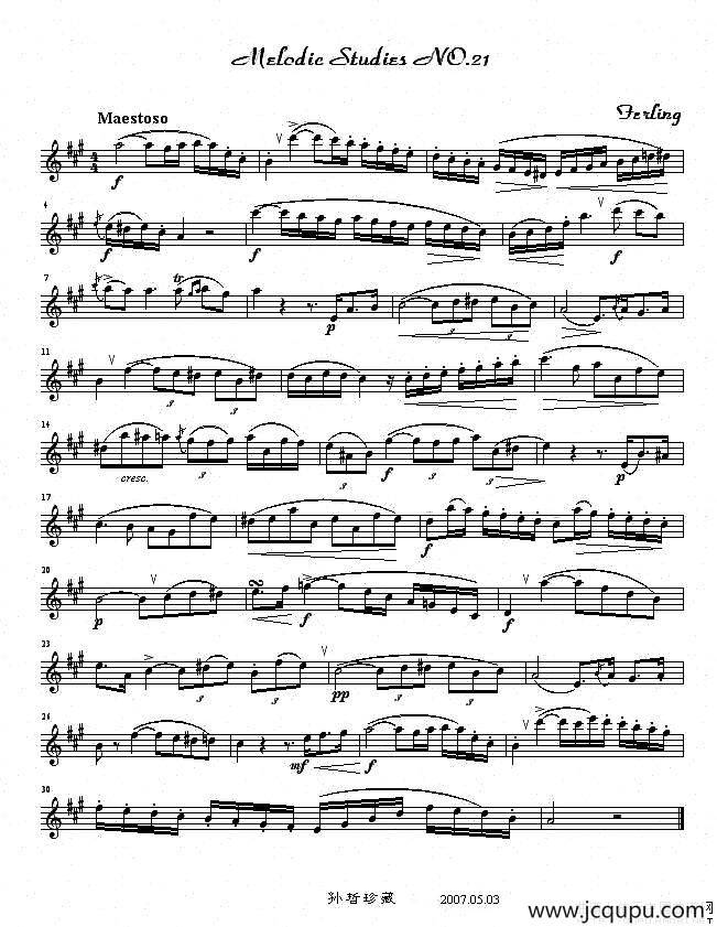四十八首旋律练习曲之二十一简谱