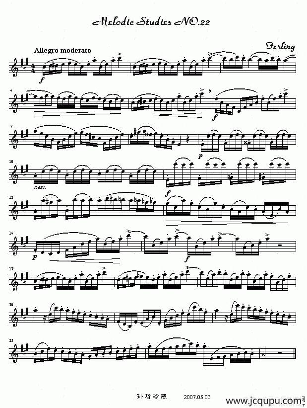 四十八首旋律练习曲之二十二简谱