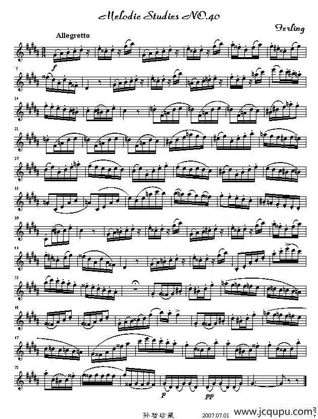 四十八首旋律练习曲之四十简谱