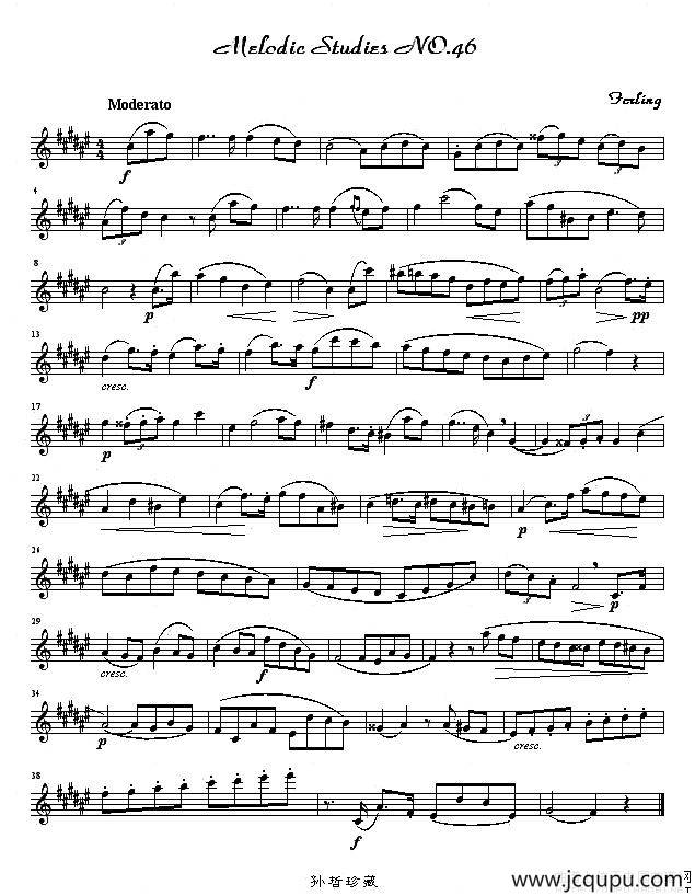 四十八首旋律练习曲之四十六简谱