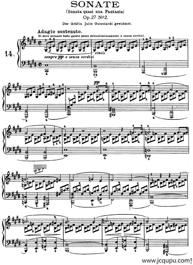 月光曲（Op.27 No.2）简谱