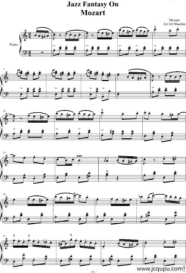 土耳其进行曲（爵士）简谱