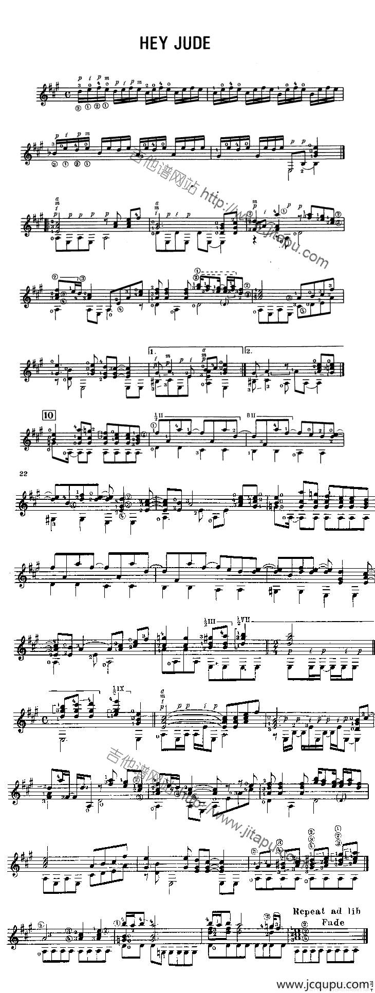 Hey Jude（古典）简谱