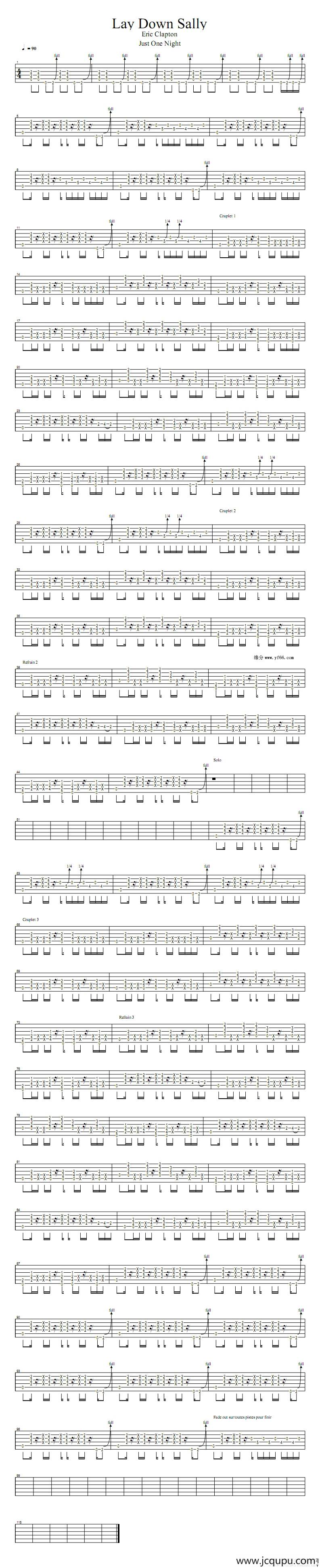 Lay down Sally简谱