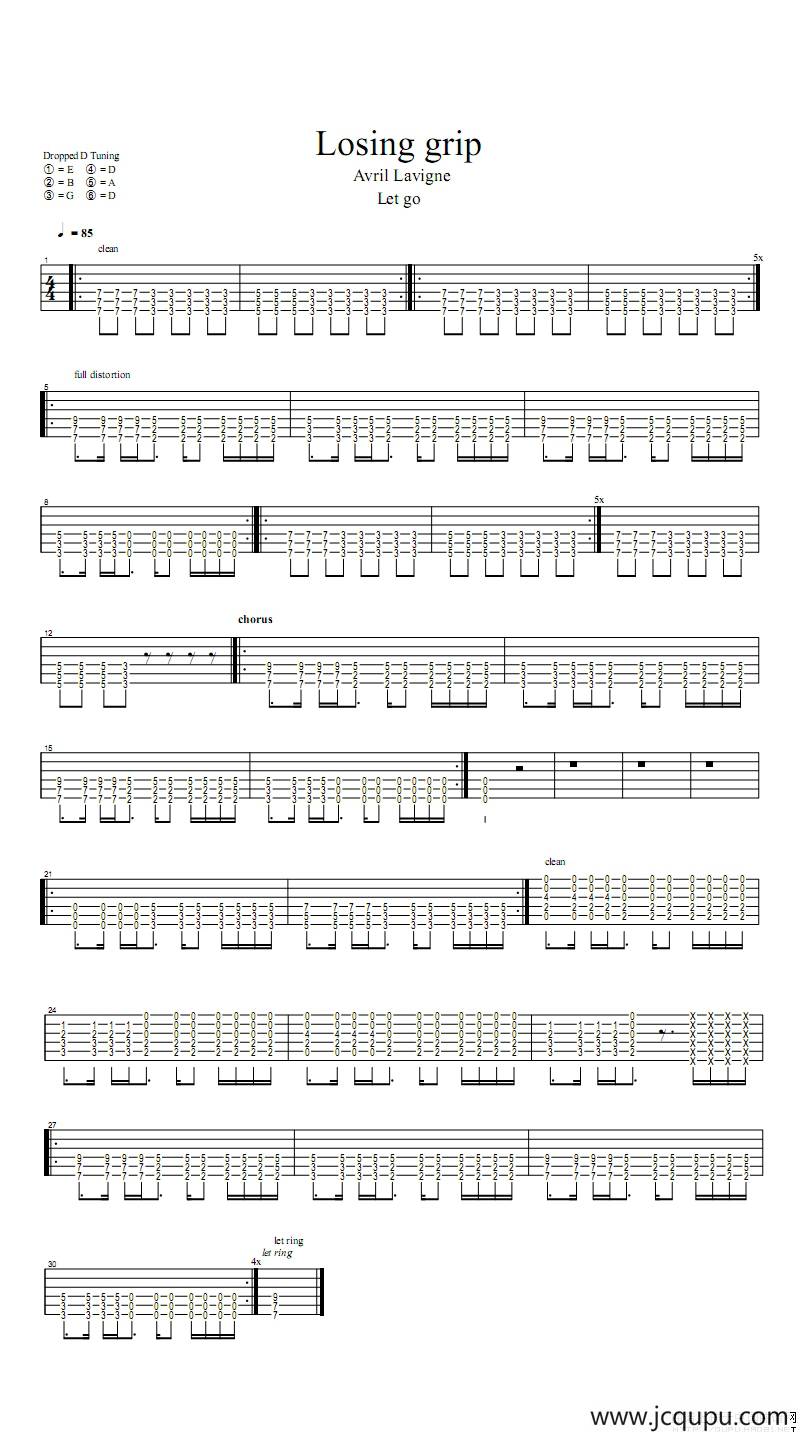 Losing grip简谱