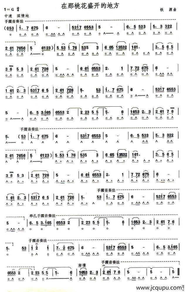 考级七级曲目：在那桃花盛开的地方简谱