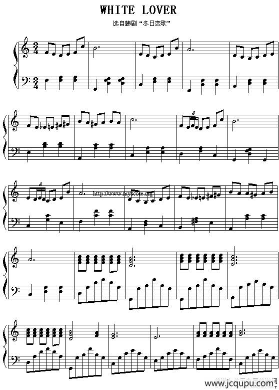 White lover（电视剧《冬日恋歌》插曲）简谱