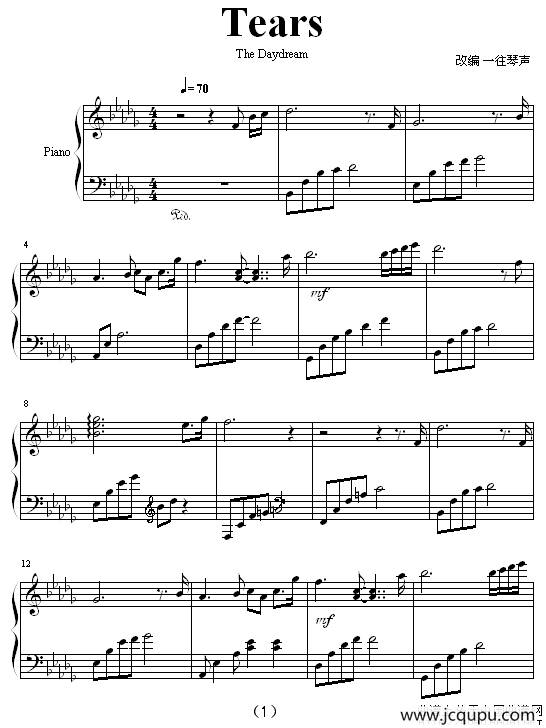 Tears（眼泪）（一往琴声改编版）简谱