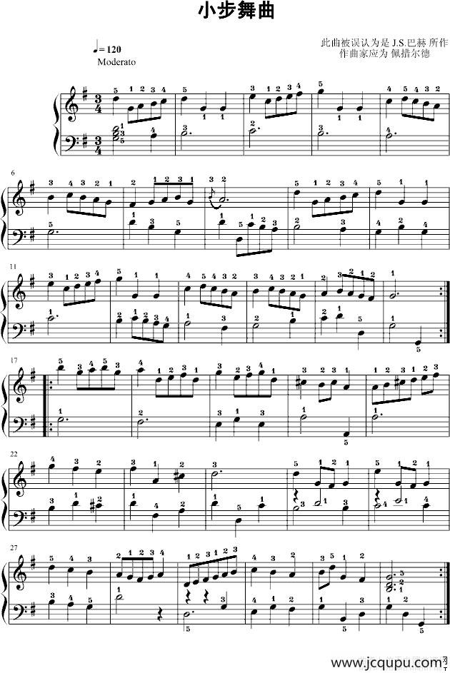 小步舞曲（G大调）简谱