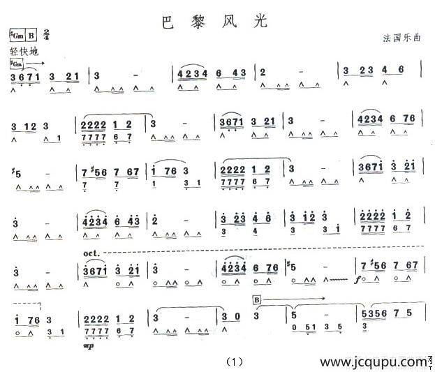 考级十级曲目：巴黎风光简谱
