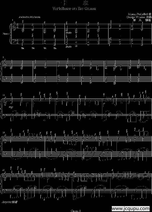 卡农 George Winston简谱