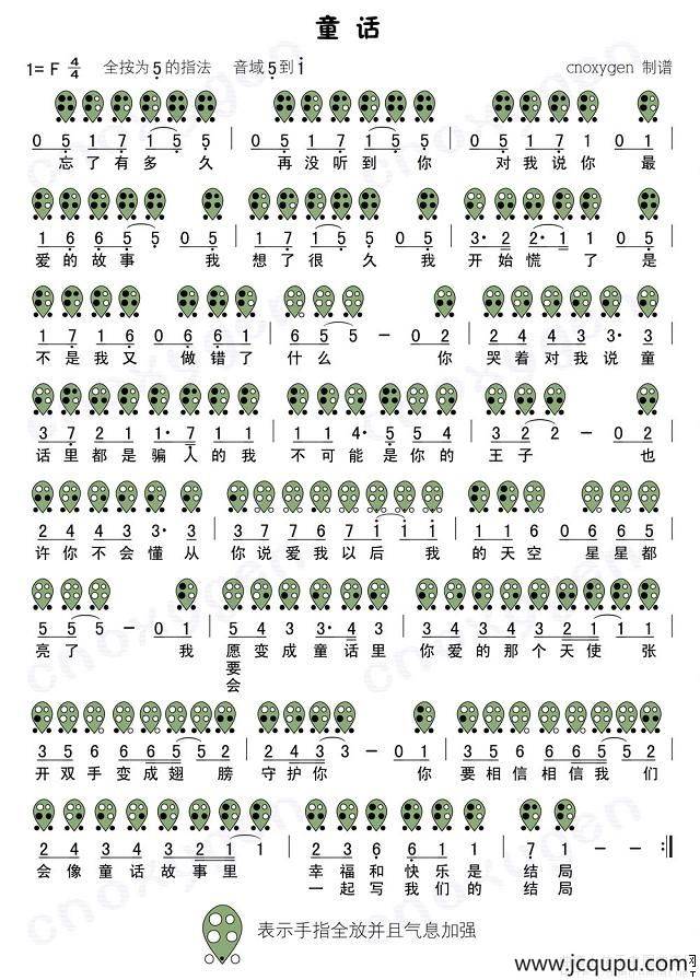 童话（六孔陶笛谱）简谱