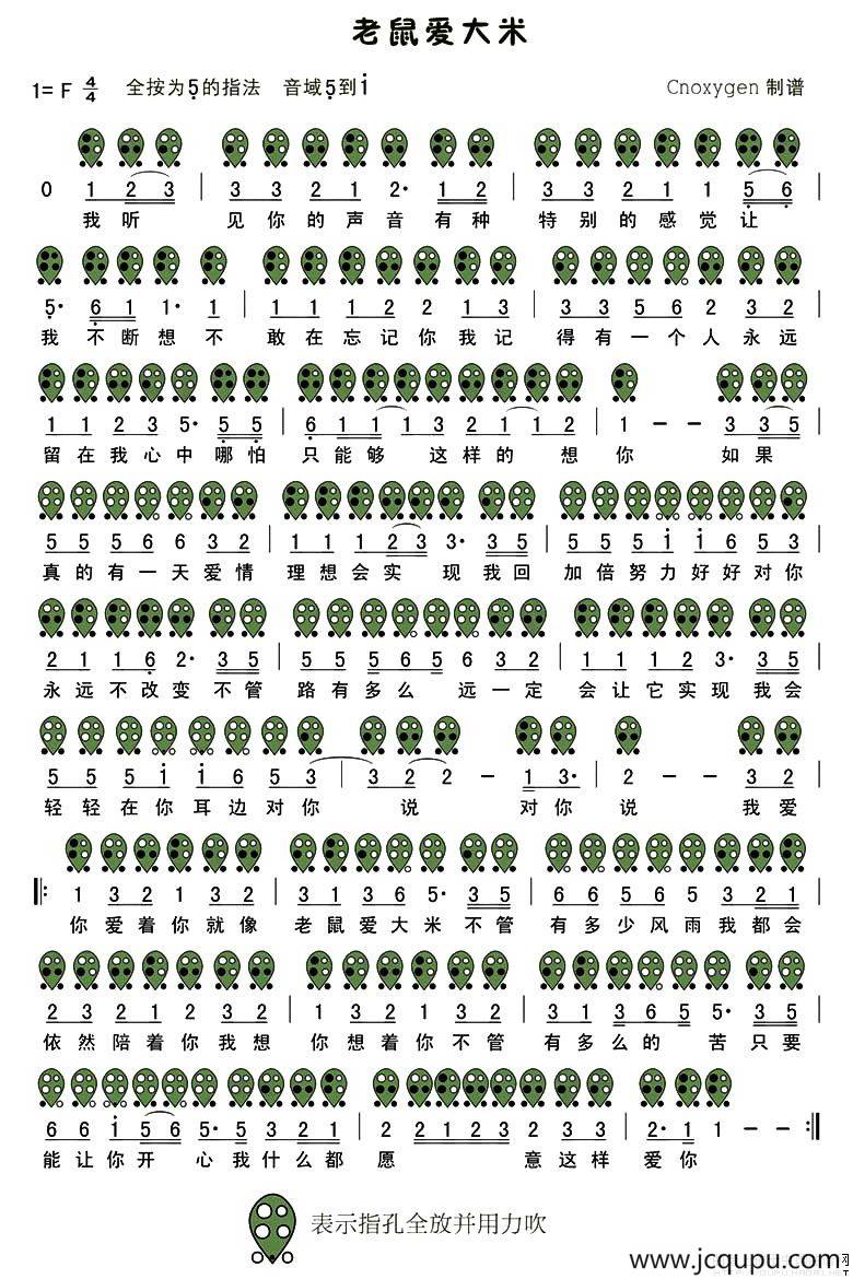 老鼠爱大米（六孔陶笛谱）简谱