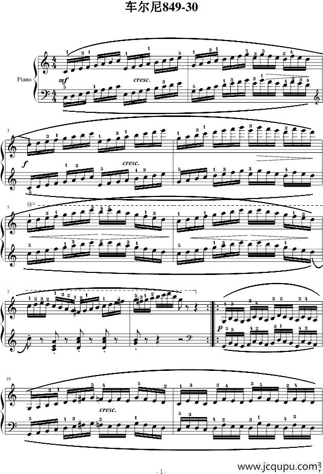 车尔尼Op849 No.30简谱
