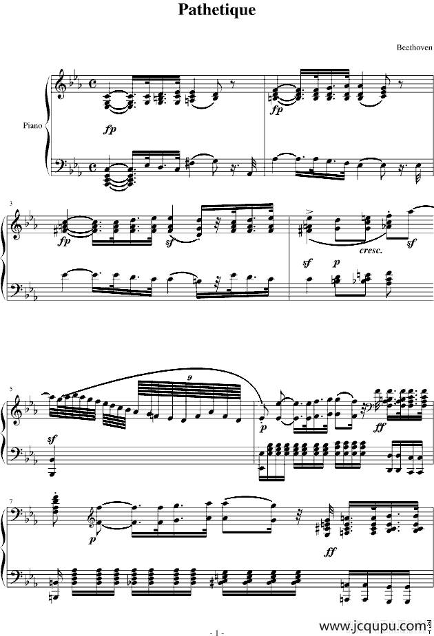 悲怆奏鸣曲第一乐章简谱