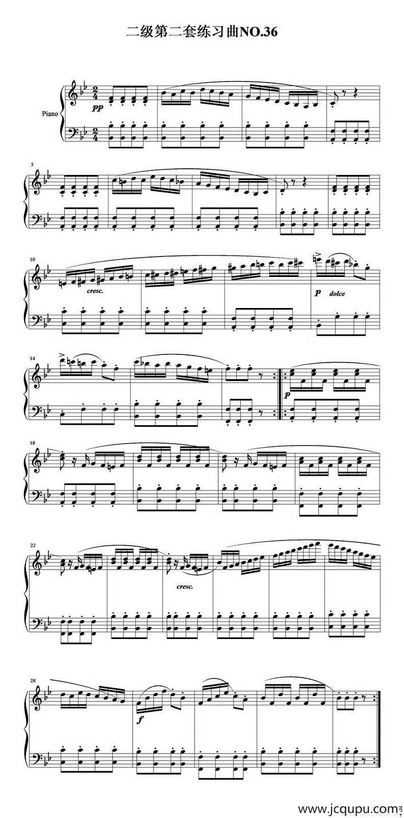 二级第二套练习曲NO.36简谱