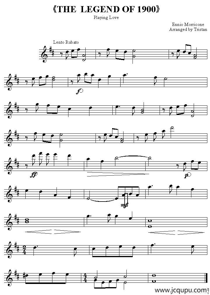 THE LEGEND OF 1900（小提琴谱）简谱