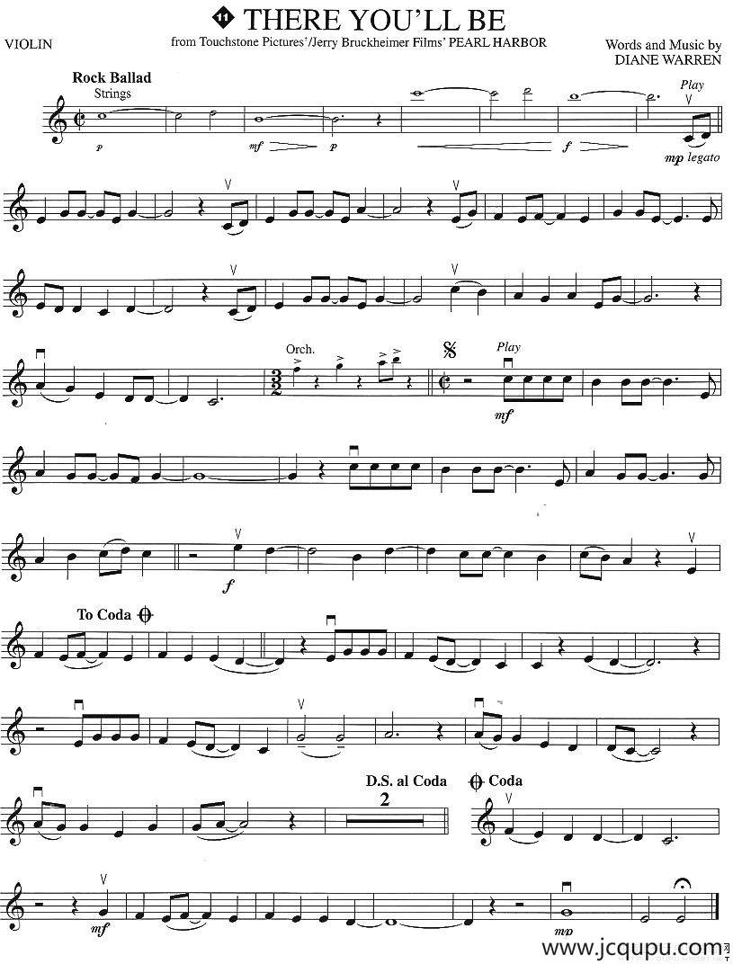 THERE YOU'LL BE（你会在那里）简谱