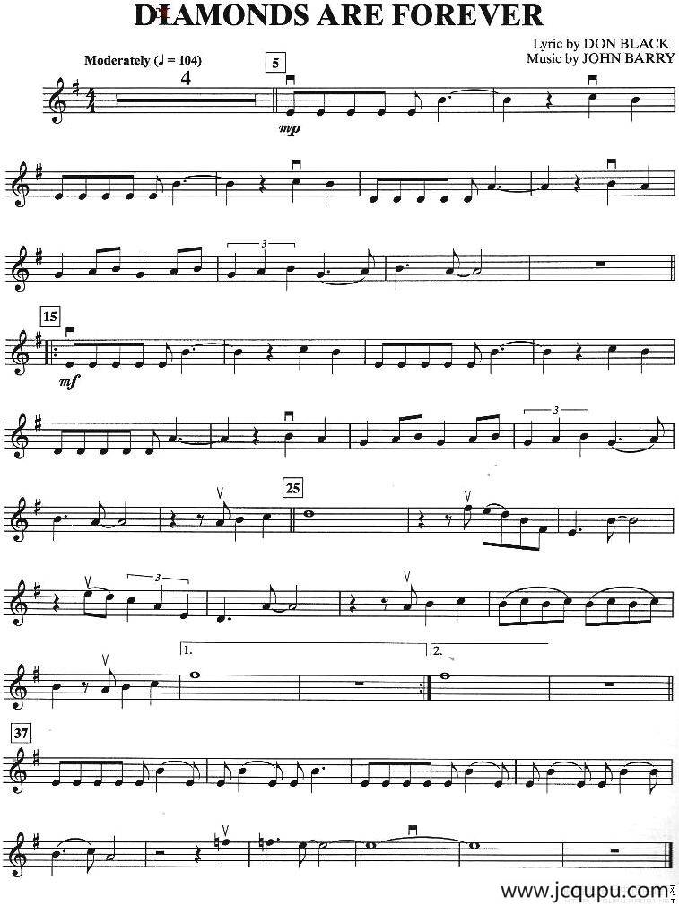 DIAMONDS ARE FOREVER（小提琴谱）简谱