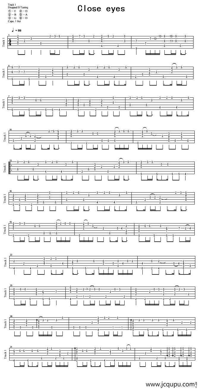 Close eyes（独奏）简谱