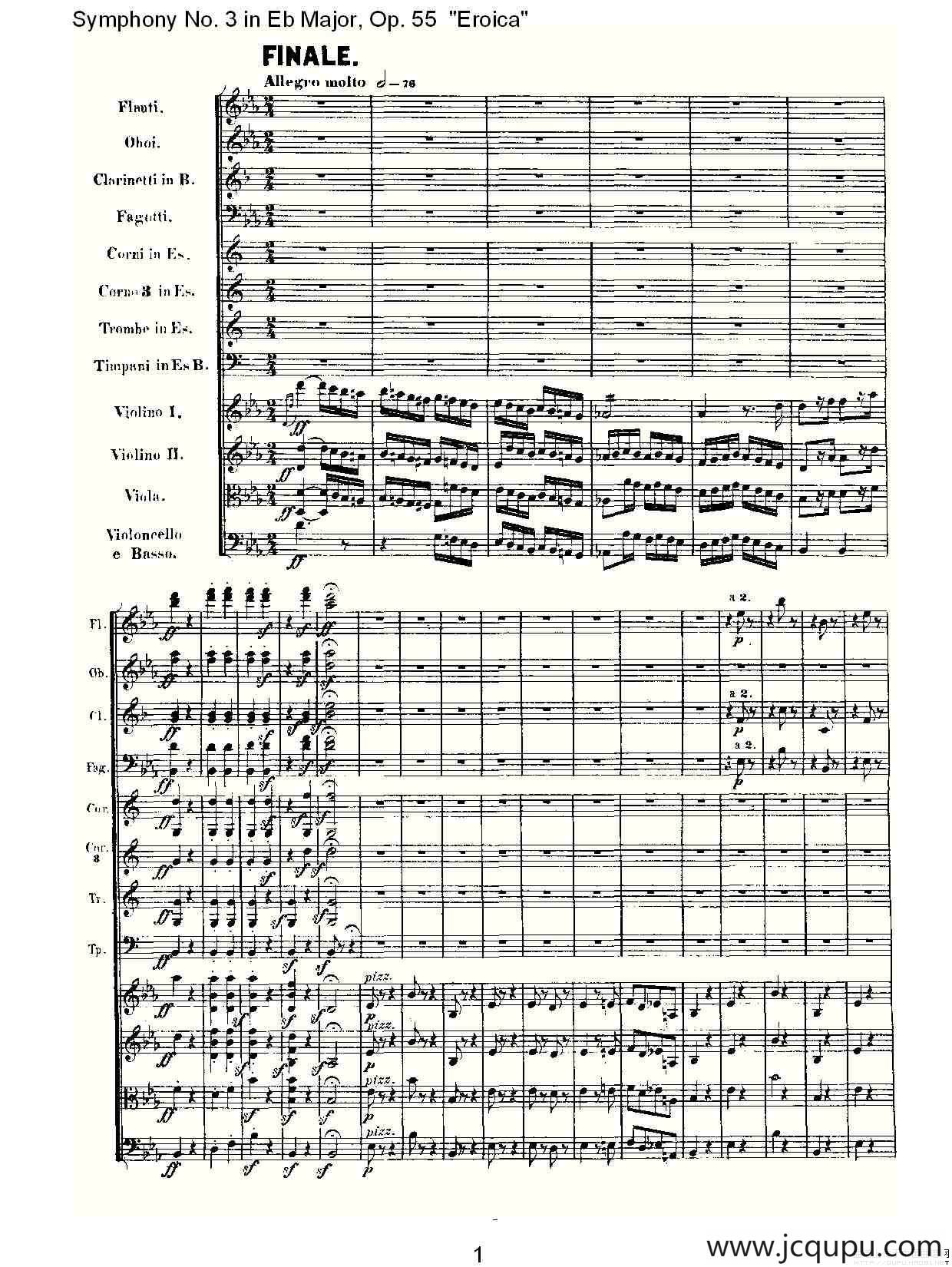 英雄交响曲（又名：降E大调第三交响曲)第四乐）简谱