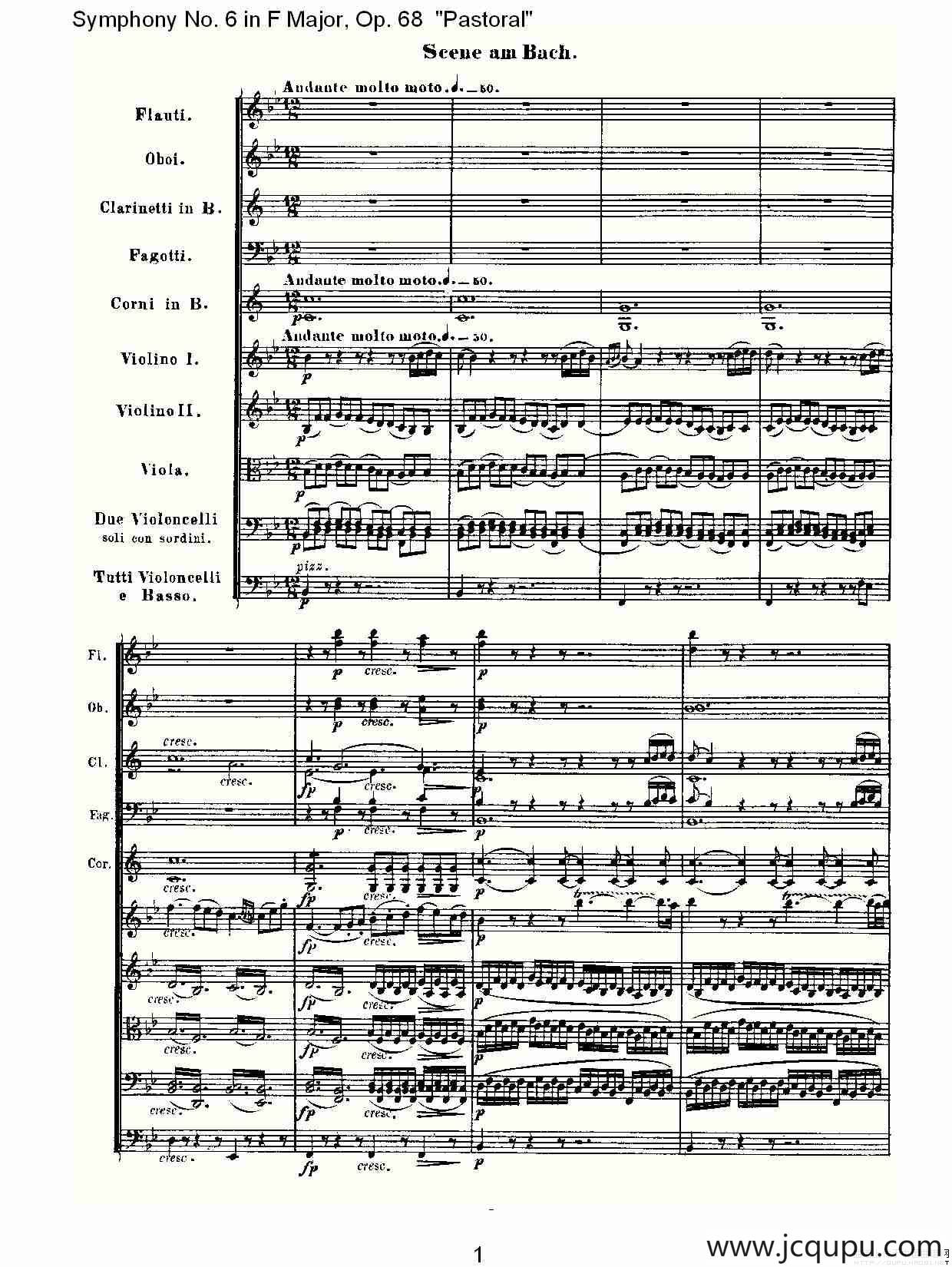 F大调第六交响曲 Op.68第二乐章简谱