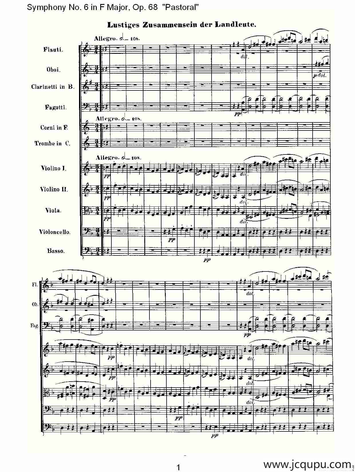 F大调第六交响曲 Op.68第三乐章简谱