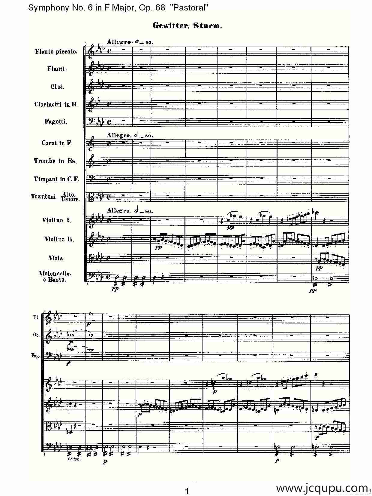 F大调第六交响曲 Op.68第四乐章简谱