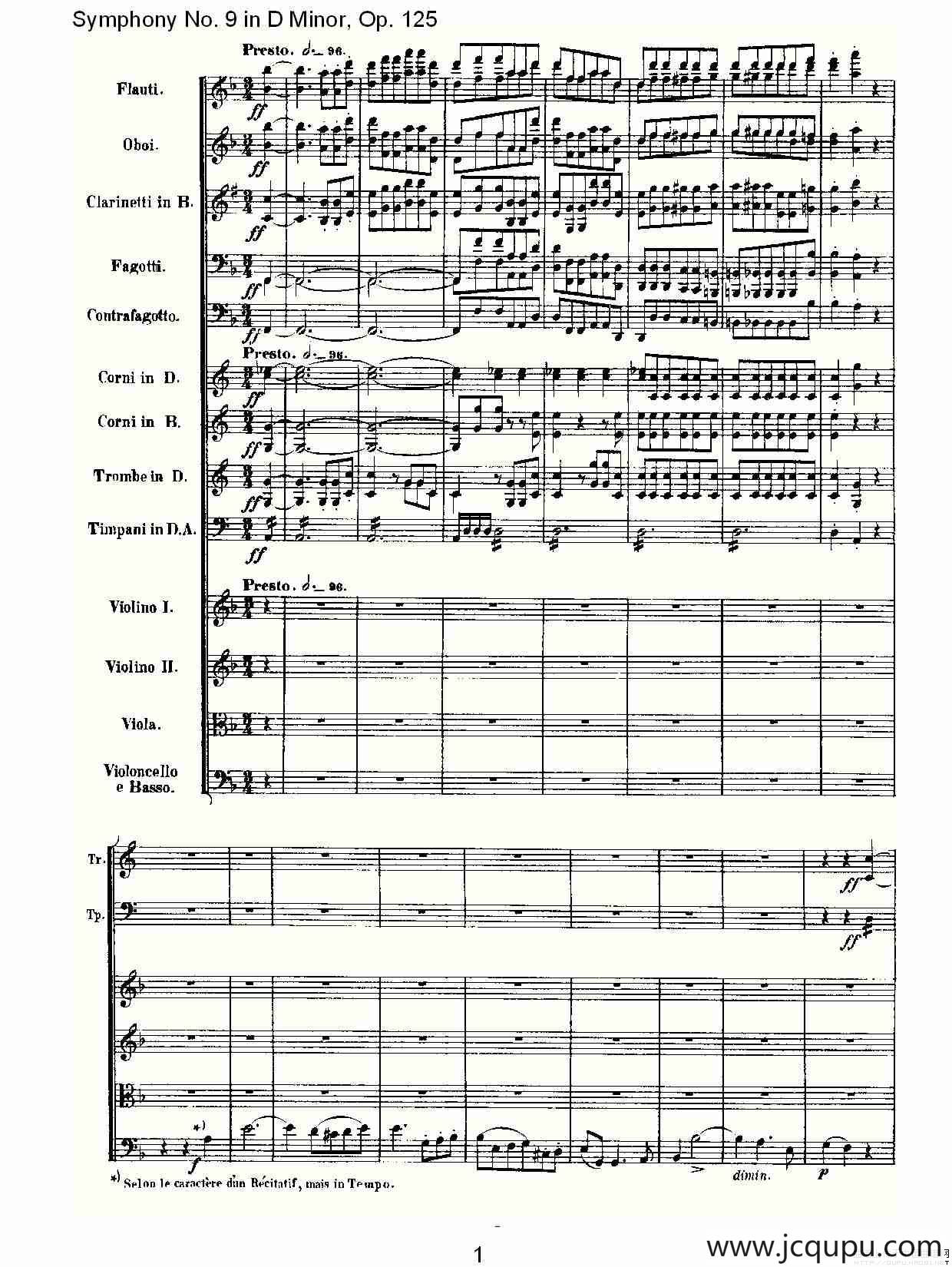 D小调第九交响曲 Op.125第四乐章（一）简谱