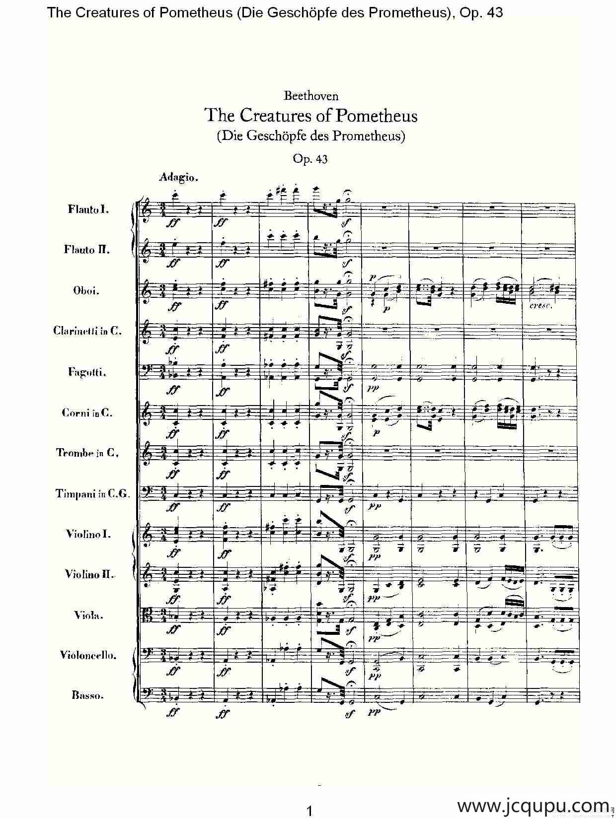 Die Geschöpfe des Prometheus Op. 43简谱