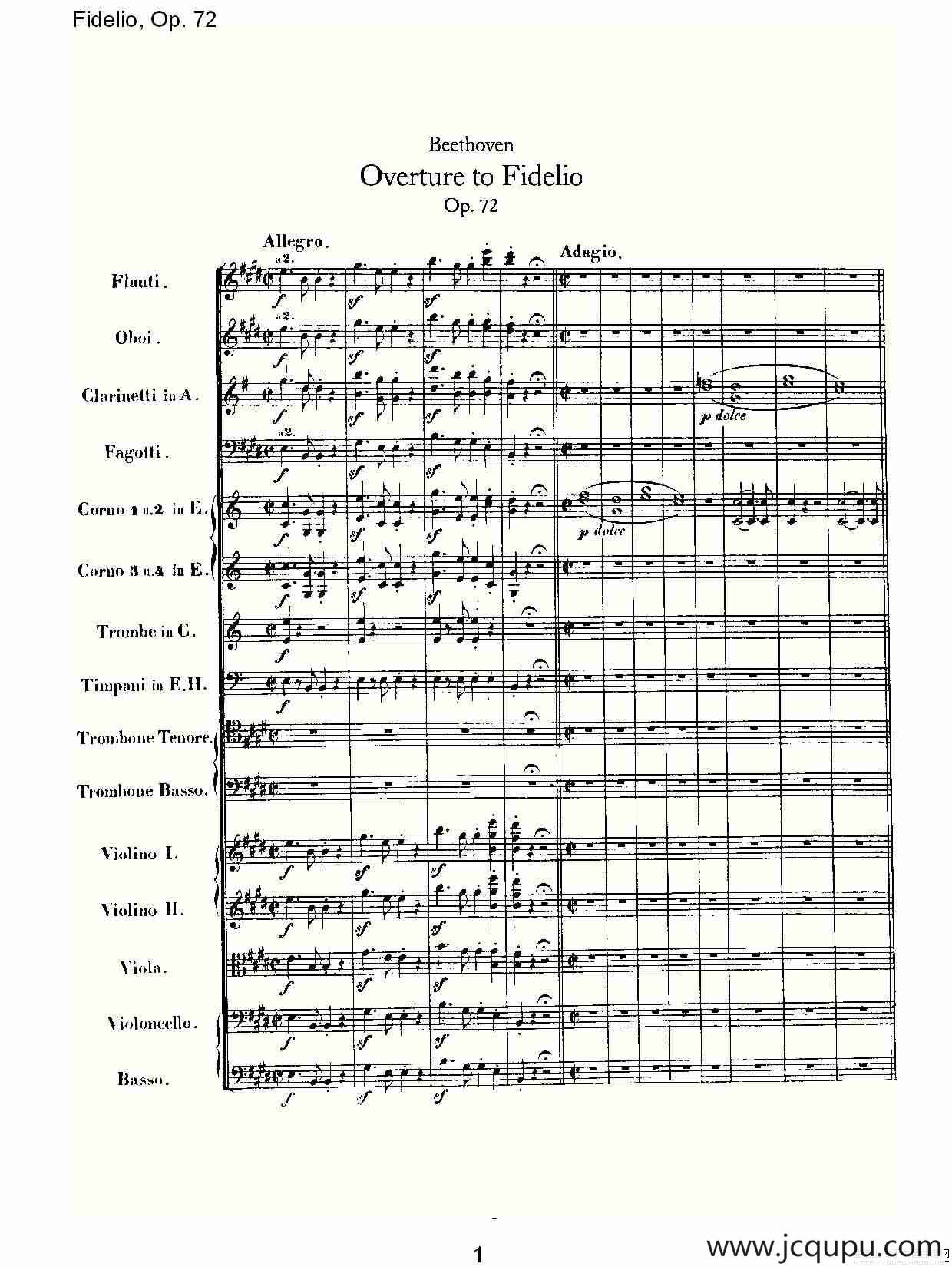 Fidelio，Op.72简谱