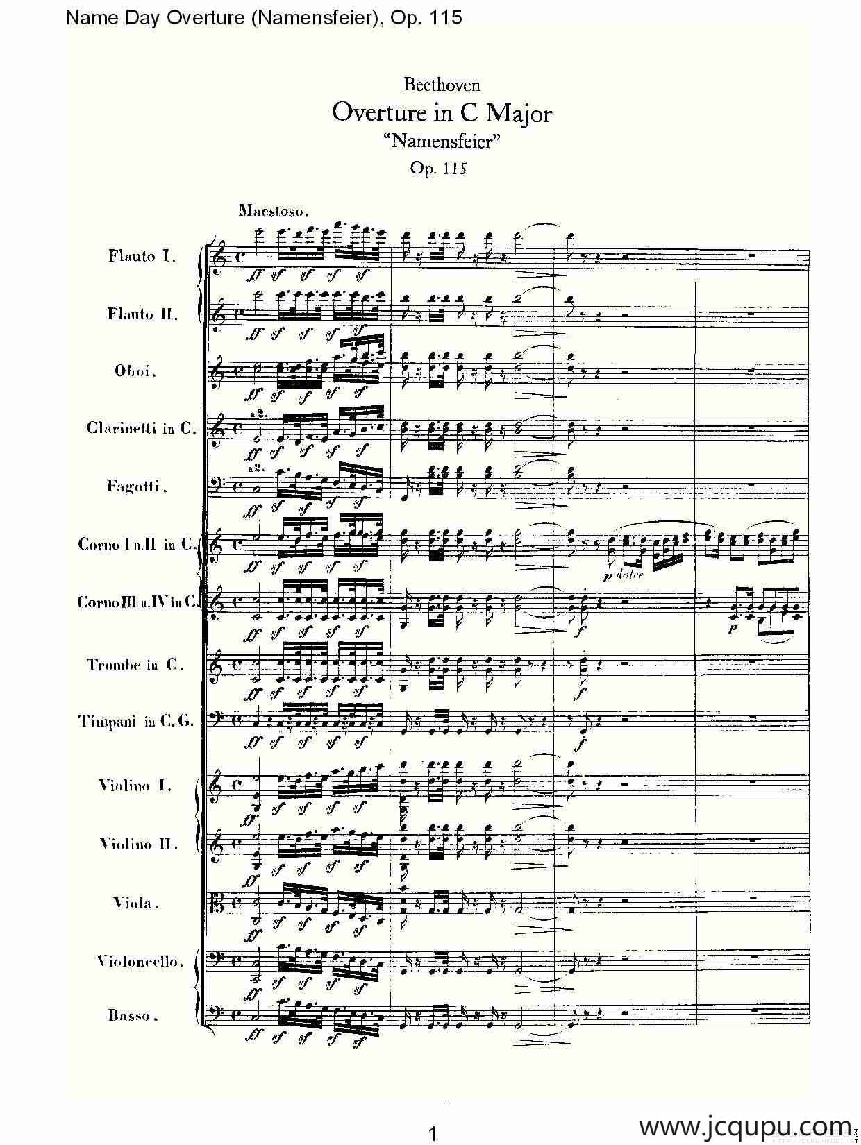 Name Day Overture（Namensfeier)，Op.11）简谱