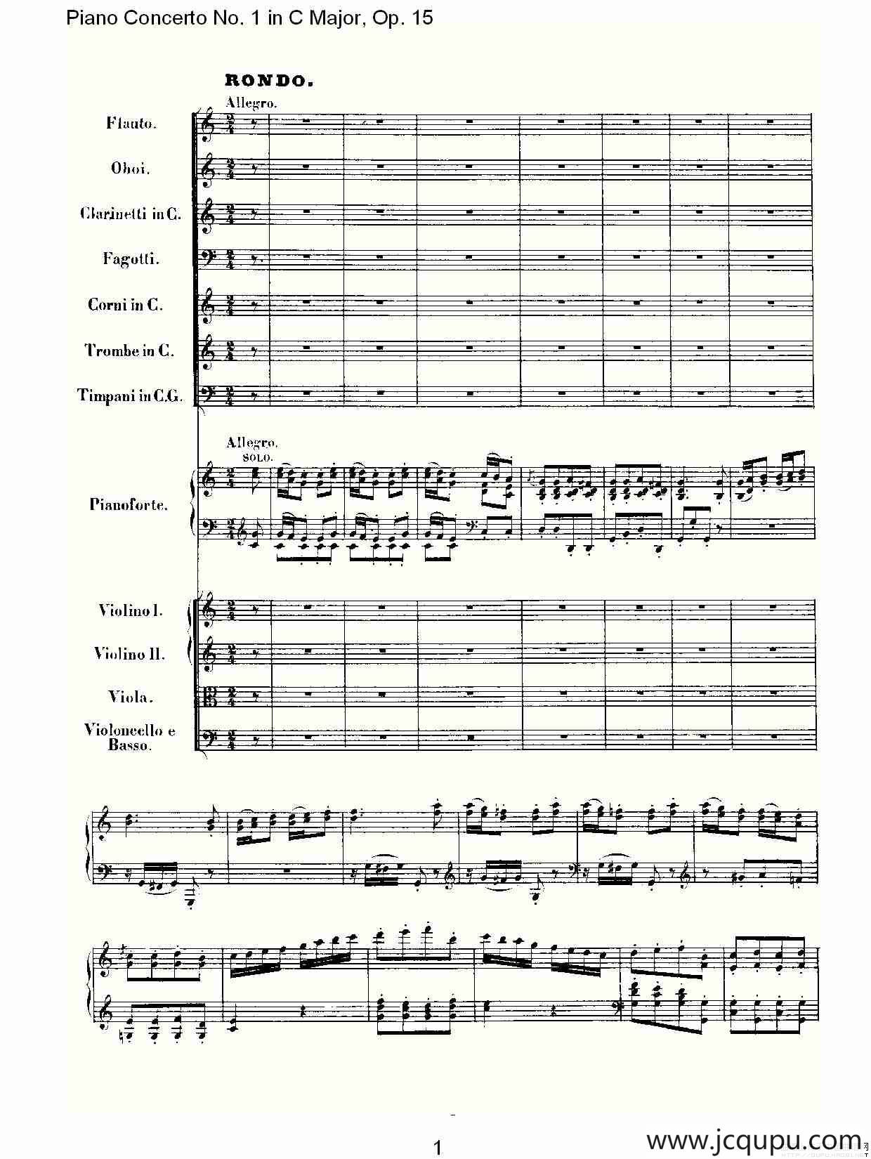 C大调钢琴第一协奏曲 Op.15 第三乐章简谱