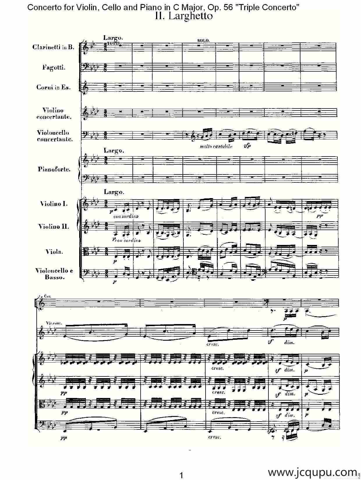 C大调大提琴与钢琴协奏曲 Op.56第二乐章简谱