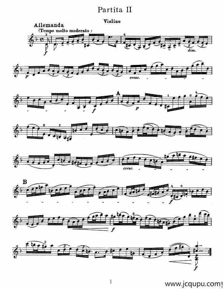 巴赫小提琴变奏曲（二）简谱