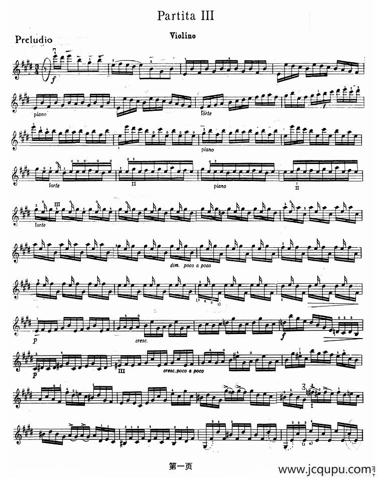 巴赫小提琴变奏曲（三）简谱