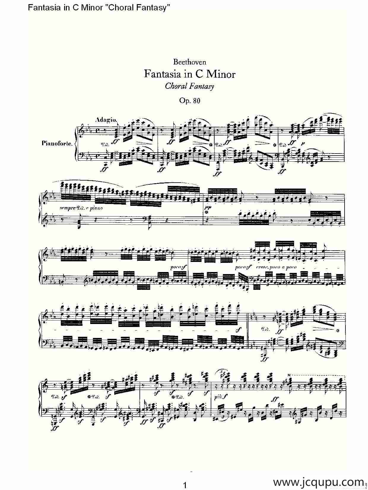 C小调幻想曲“幻想合奏”第一乐章简谱