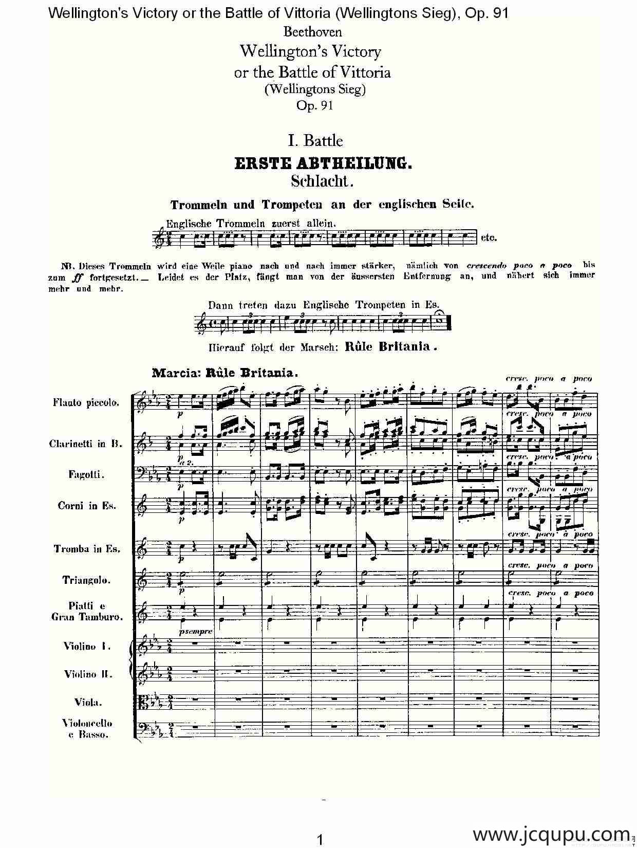 Wellingtons Sieg（ Op.91 第一乐章（一））简谱