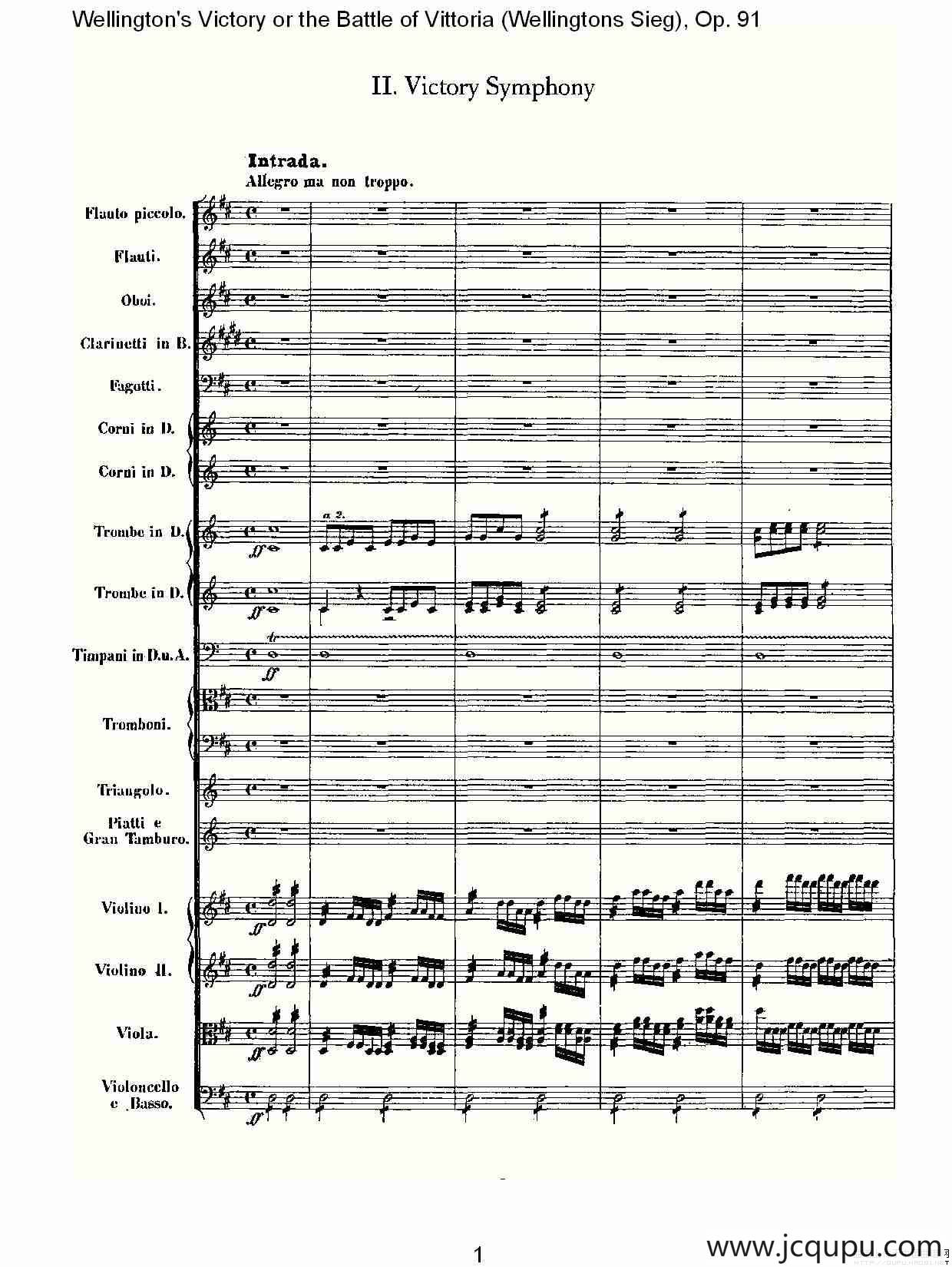 Wellingtons Sieg（ Op.91 第二乐章）简谱